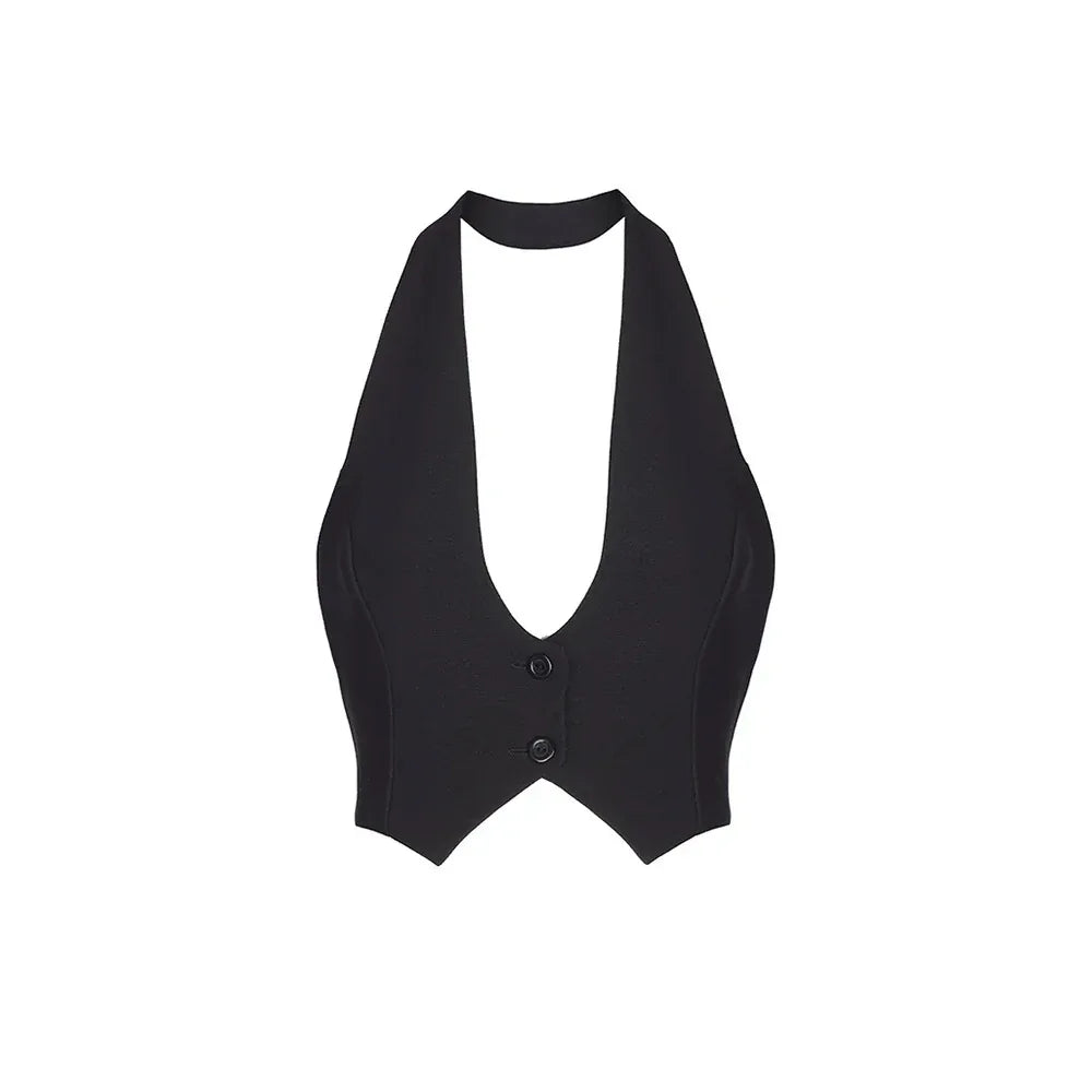 Sexy Solid Color Backless Halter Vest - Gizmo Galaxy