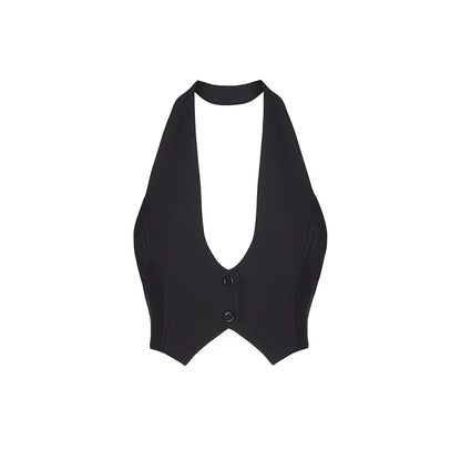 Sexy Solid Color Backless Halter Vest - Gizmo Galaxy