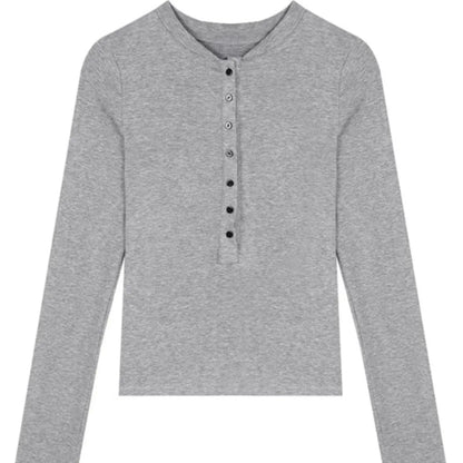 Half-open Collar Inner Bottoming Shirt Women's Long-sleeved Top - Gizmo Galaxy
