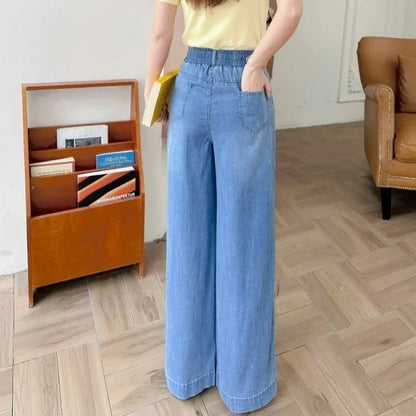 New Arrival Summer Thin Stretch Straight Elastic Denim Jeans In Lyocell Tencel - Gizmo Galaxy