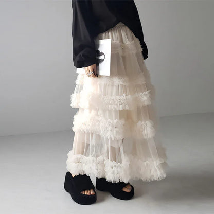 Three-layer Spliced Mesh Japanese-style Women's Skirt - Gizmo Galaxy