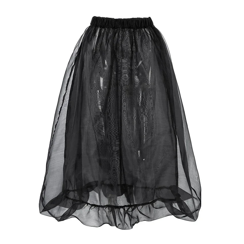 Black Sexy See-through Mesh High Waist Skirt - Gizmo Galaxy