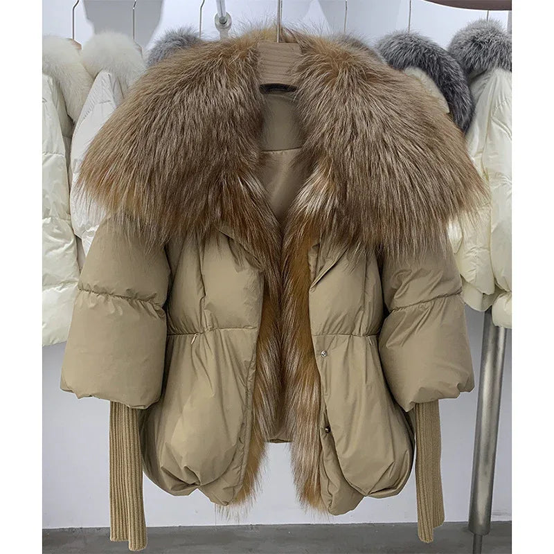 Slimming Loose Temperament Western Style Down Fur Coat - Gizmo Galaxy