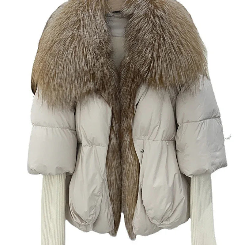 Slimming Loose Temperament Western Style Down Fur Coat - Gizmo Galaxy