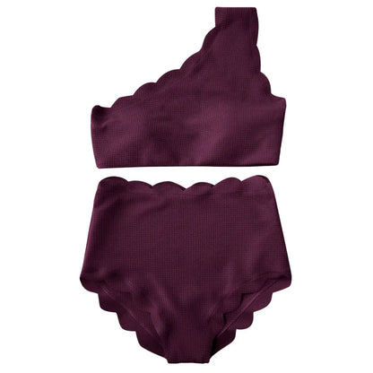 European And American-style Petal-patterned Sexy Off-shoulder High-waist Bikini - Gizmo Galaxy