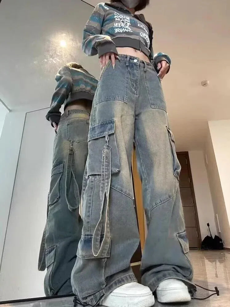 Womens Petite High-Waisted Loose-Fit Slimming Straight Jeans - Gizmo Galaxy