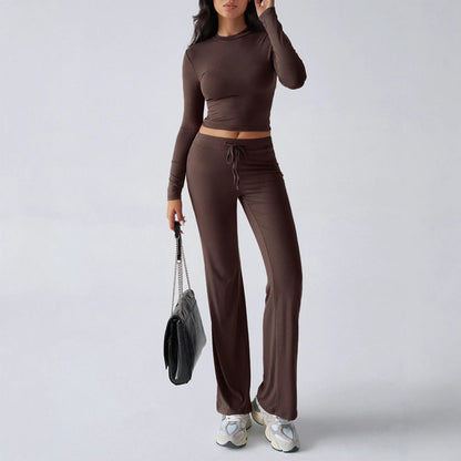 Sports Yoga Style Long-sleeved Straight Pants Casual Suit - Gizmo Galaxy