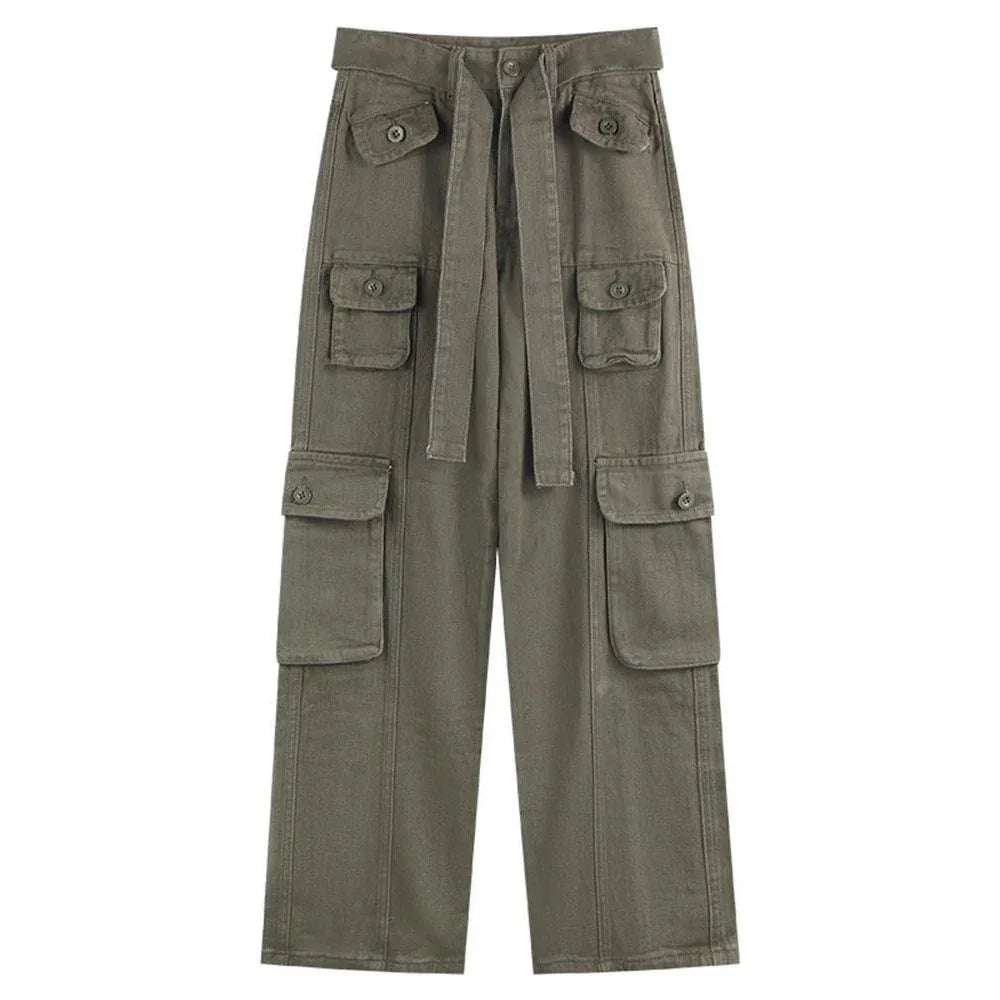 Women's American Vintage Multi-pocket Distressed Loose Cargo Pants - Gizmo Galaxy