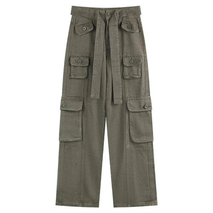 Women's American Vintage Multi-pocket Distressed Loose Cargo Pants - Gizmo Galaxy