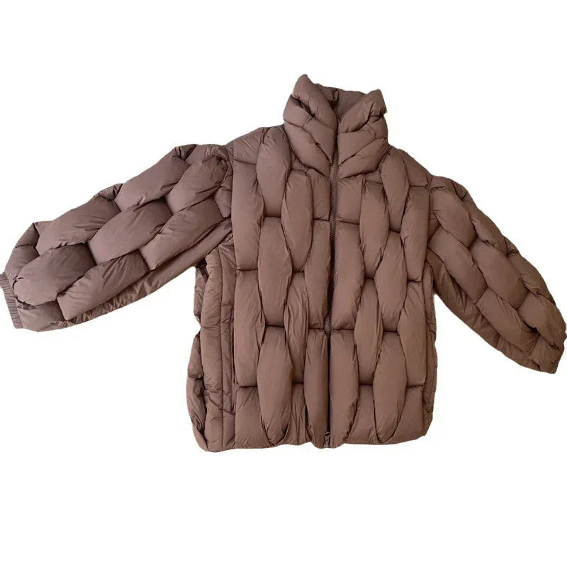 Plus Size Woven Twisted Down Cotton-padded Jacket - Gizmo Galaxy
