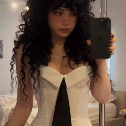 American Style Spicy Girl With Fish Bone Strap, Lapel, Strapless Vest, Female - Gizmo Galaxy