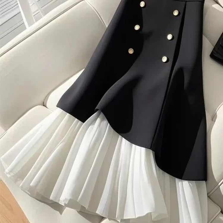 Irregular Splicing Half Skirt With Buttons - Gizmo Galaxy