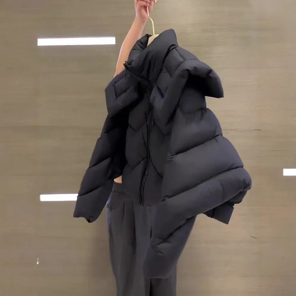 High-grade Cotton-padded Jacket Thick Black - Gizmo Galaxy