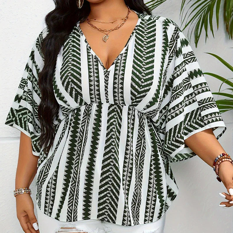 Deep V-neck Short Sleeve Pullover Women - Gizmo Galaxy