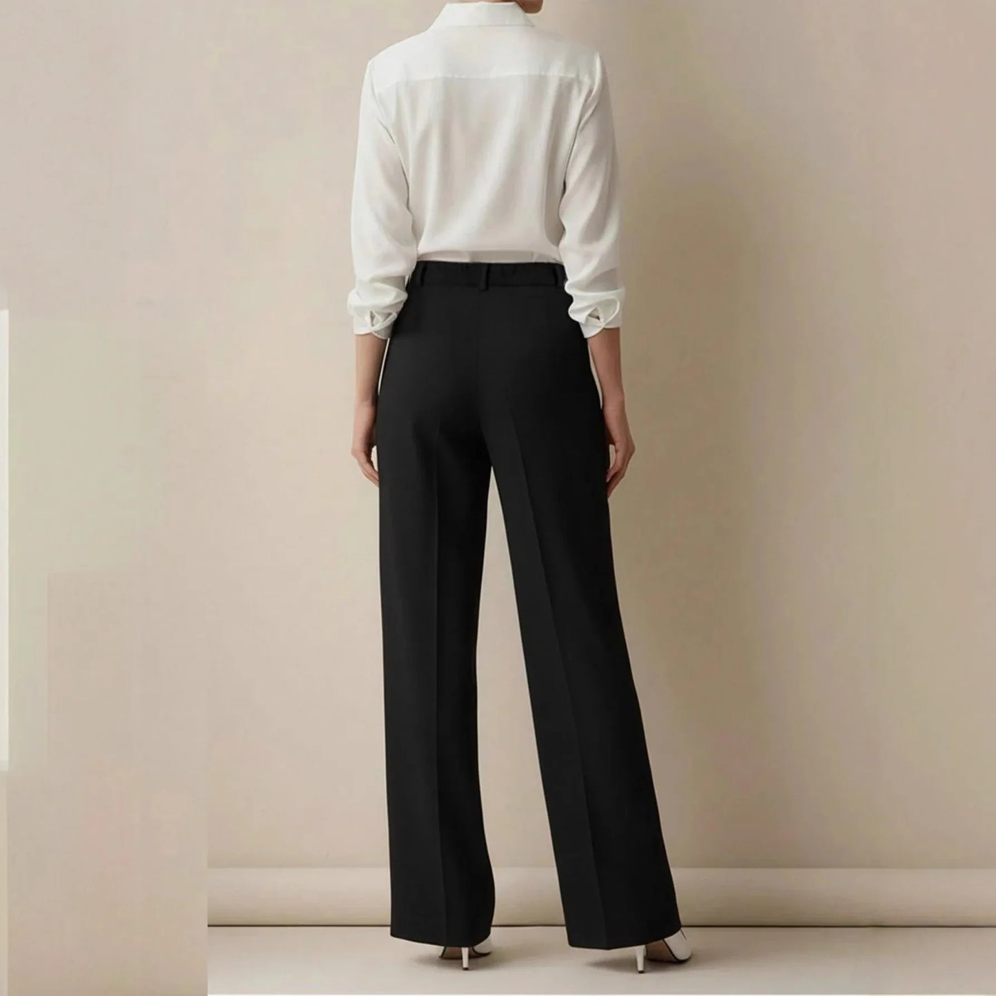 White High-waisted Loose Straight-leg Casual Pants - Gizmo Galaxy