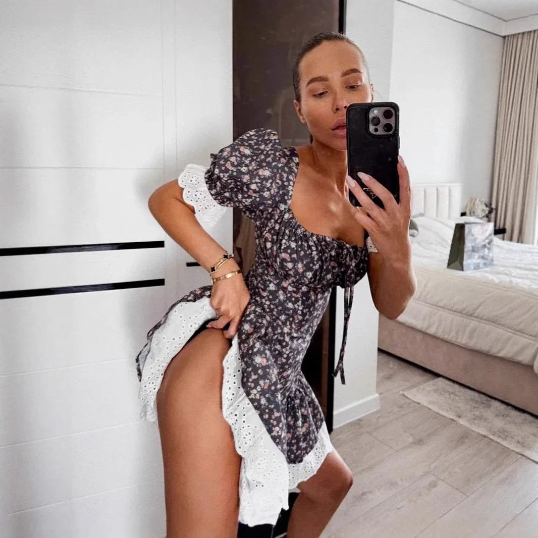 New Summer French-style Lace Patchwork Dress - Gizmo Galaxy