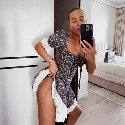 New Summer French-style Lace Patchwork Dress - Gizmo Galaxy