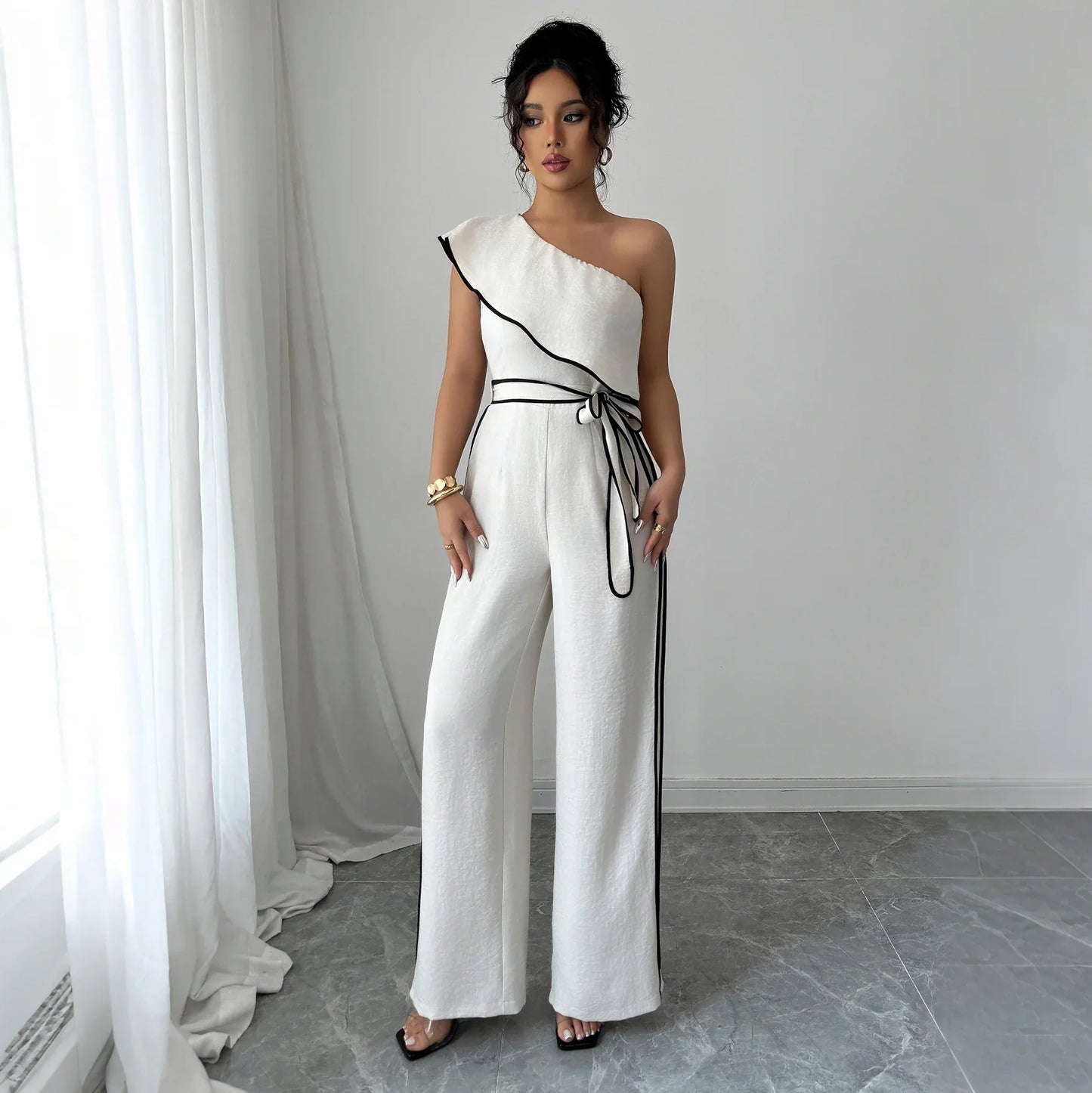 European And American Elegant Style Off-shoulder Vest Wide-leg Jumpsuit Women's Independent High Waist - Gizmo Galaxy