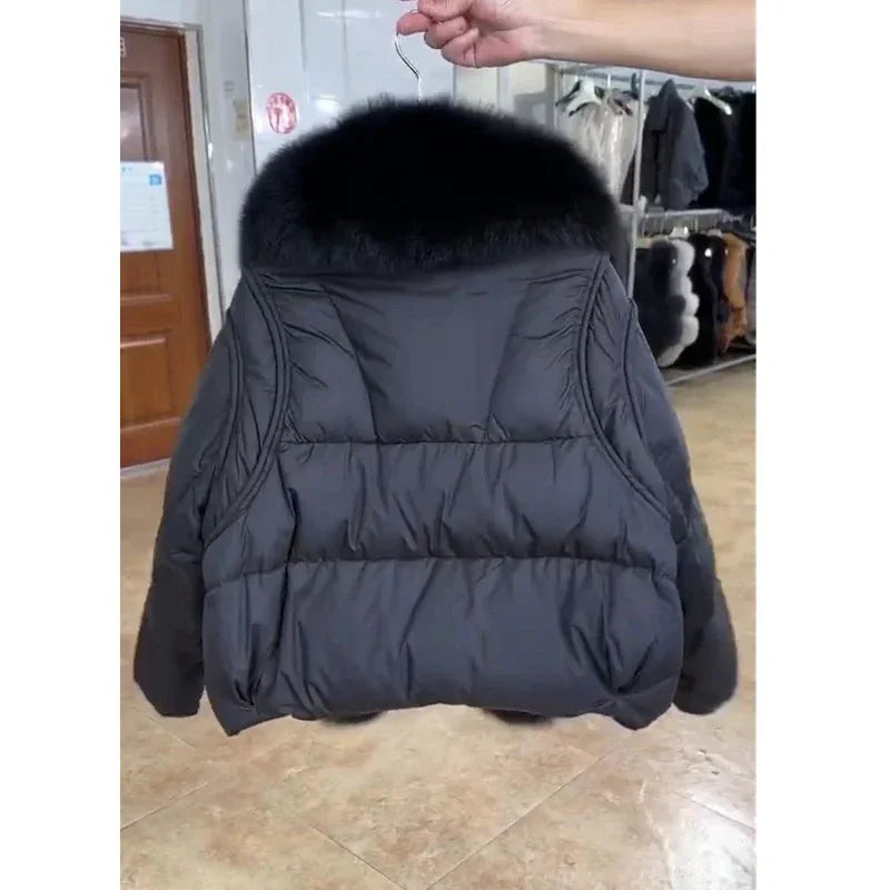 Winter New Fashion Loose Thick Cotton-padded Coat Western Style Fur Collar Slimming Women's Fashion - Gizmo Galaxy