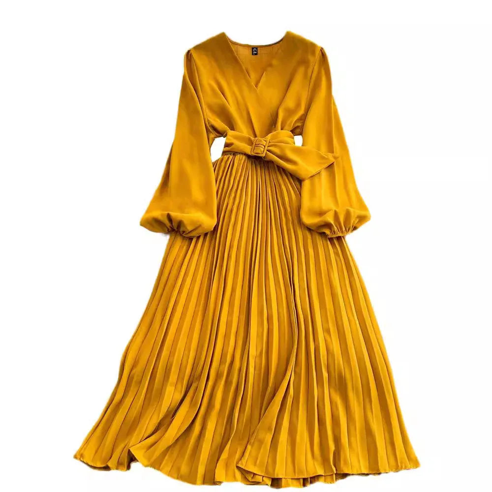 Retro-style Fashionable Dress With Lantern Sleeves For A Slimming Effect - Gizmo Galaxy