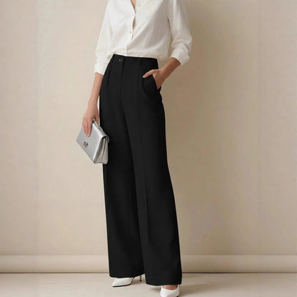 White High-waisted Loose Straight-leg Casual Pants - Gizmo Galaxy