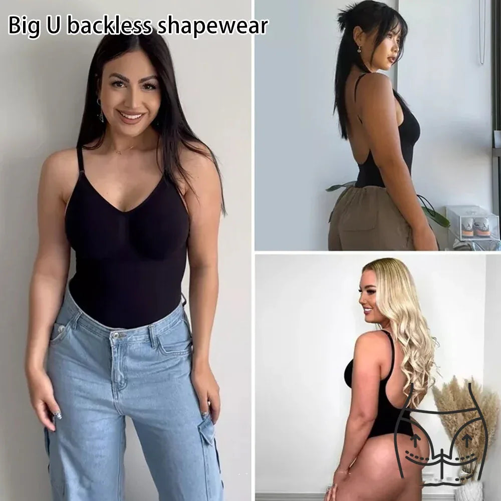 Backless T-shaped Jumpsuit Plus Size Corset - Gizmo Galaxy