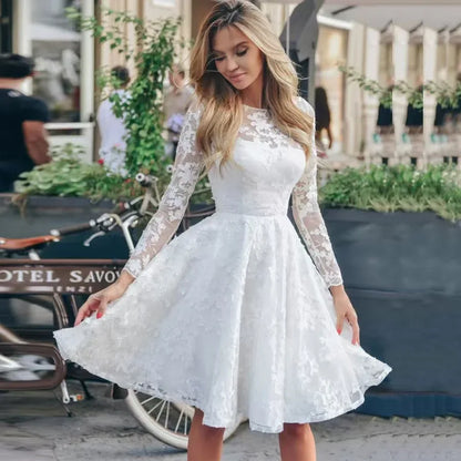 Wedding Dress White Vintage Lace Women Dress - Gizmo Galaxy