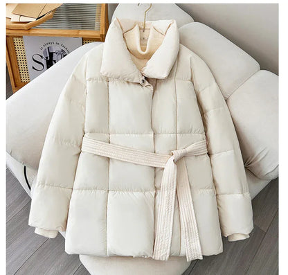 Waist-controlled Lace-up Cotton Coat Jacket Women - Gizmo Galaxy