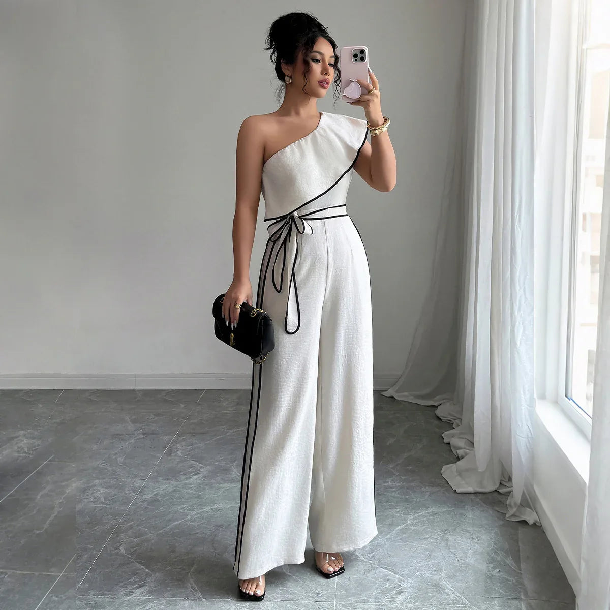 European And American Elegant Style Off-shoulder Vest Wide-leg Jumpsuit Women's Independent High Waist - Gizmo Galaxy