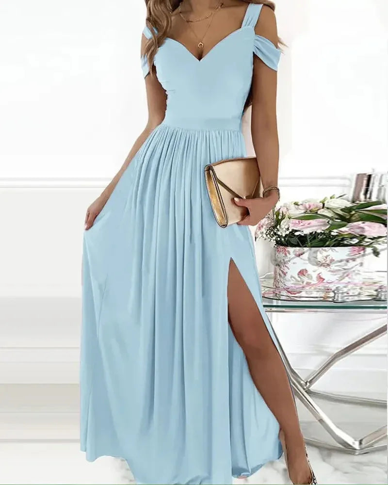 Long Floor Length Elegant Greek Style Pleated Dress - Gizmo Galaxy