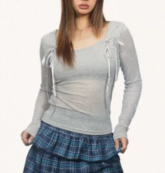 American Retro Diagonal Collar Long Sleeve - Gizmo Galaxy