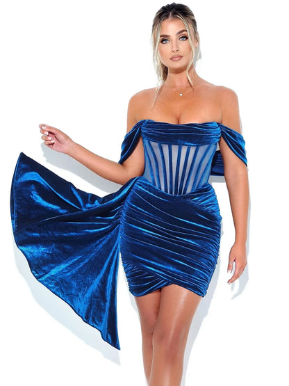 Women's Velvet With Breast Sexy Evening Dress - Gizmo Galaxy