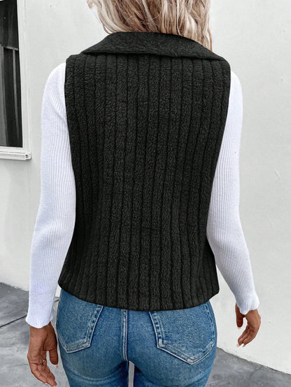 Waterfall Collar Open Front Vest Coat - Gizmo Galaxy