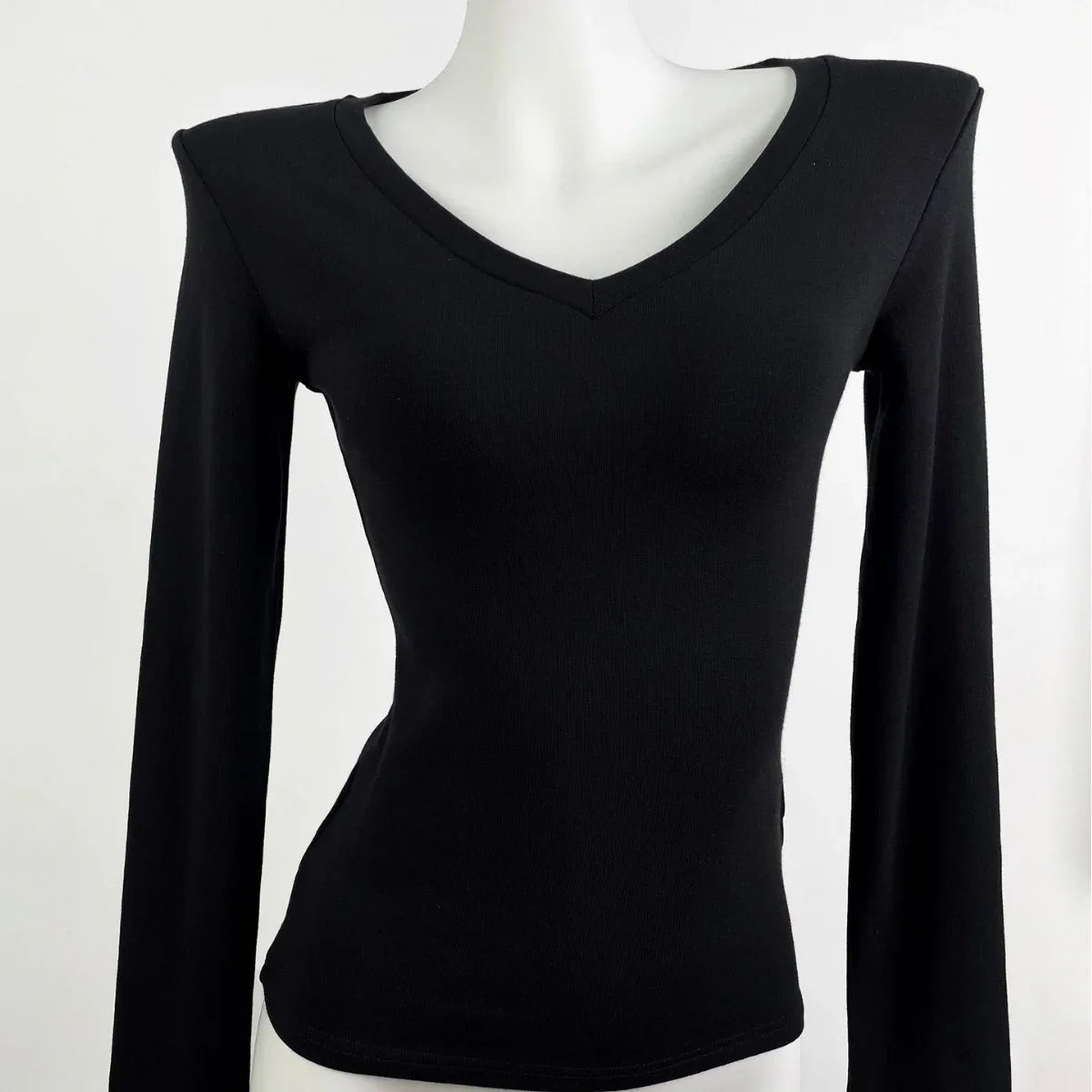 American Hot Girl Delicate V-neck Shoulder Long Sleeve T-shirt - Gizmo Galaxy