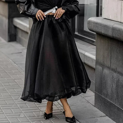 Black Sexy See-through Mesh High Waist Skirt - Gizmo Galaxy