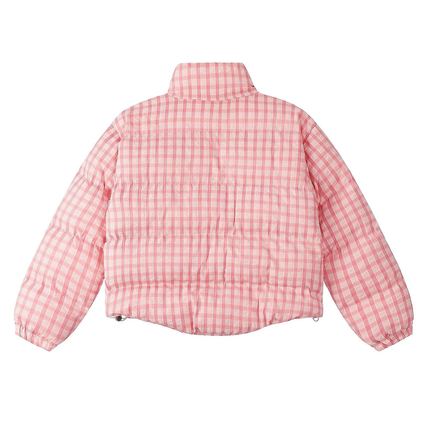 American Retro Trendy Simple Plaid Stand Collar Niche Casual Warm Cotton Coat - Gizmo Galaxy