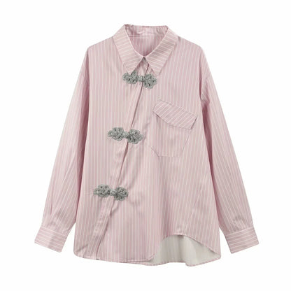 New Chinese Style High-grade Irregular Blue Shirt For Women - Gizmo Galaxy