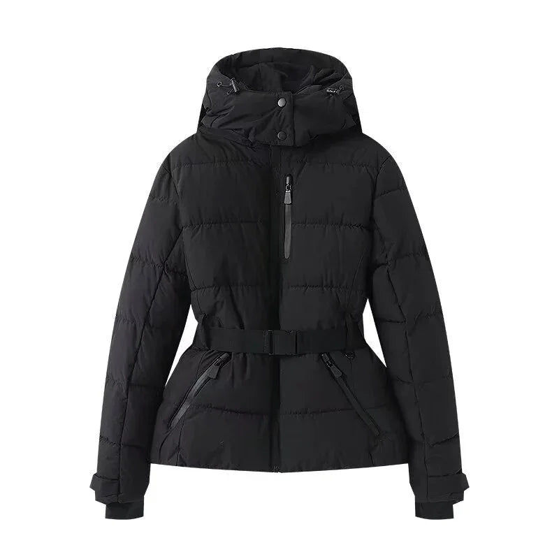 Women's Waist Slimming With Belt Cotton-padded Jacket - Gizmo Galaxy
