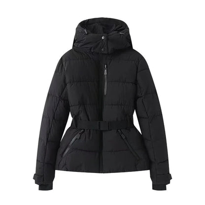 Women's Waist Slimming With Belt Cotton-padded Jacket - Gizmo Galaxy