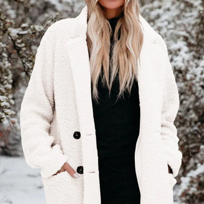 Women's Long-sleeved Lapel Plush Top - Gizmo Galaxy