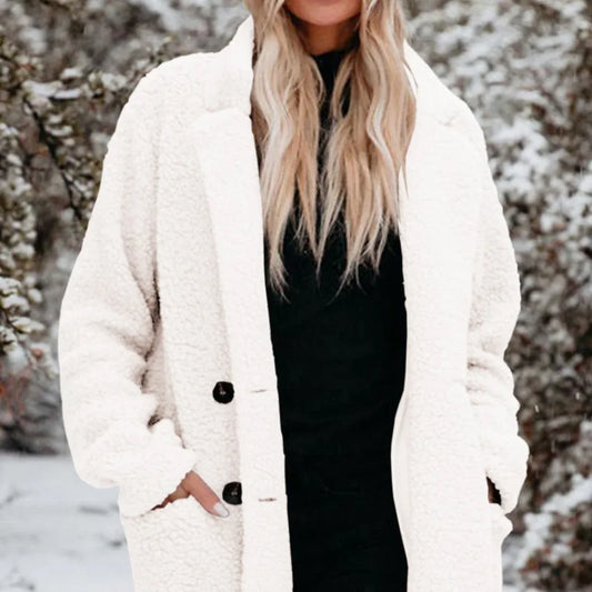 Women's Long-sleeved Lapel Plush Top - Gizmo Galaxy