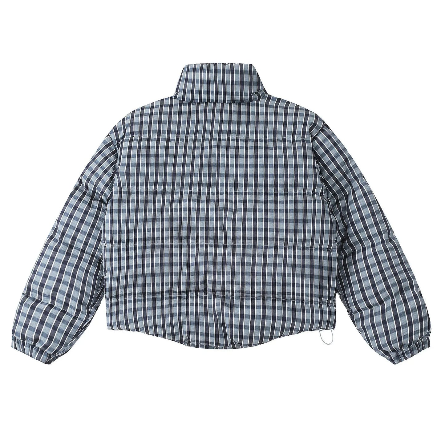 American Retro Trendy Simple Plaid Stand Collar Niche Casual Warm Cotton Coat - Gizmo Galaxy
