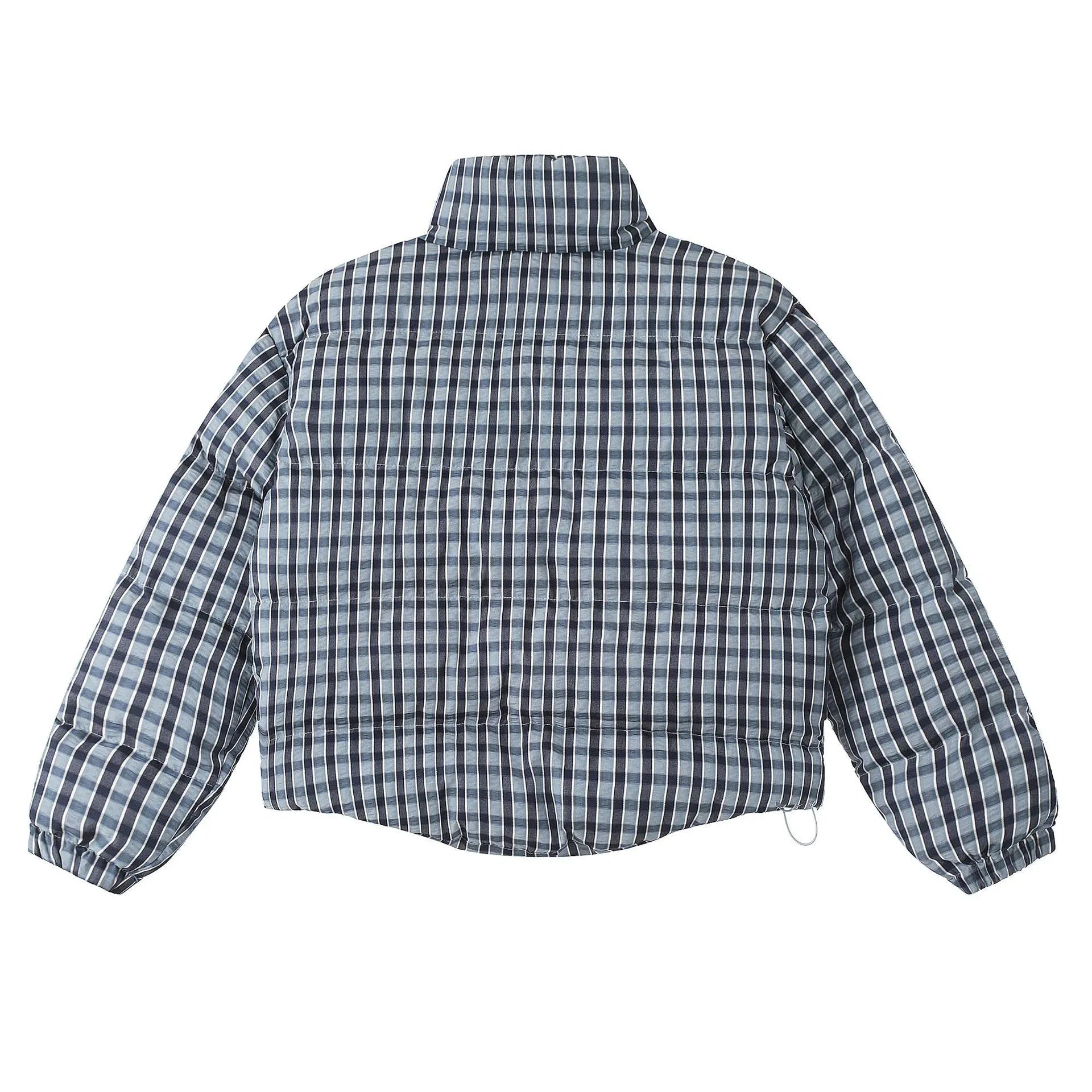 American Retro Trendy Simple Plaid Stand Collar Niche Casual Warm Cotton Coat - Gizmo Galaxy