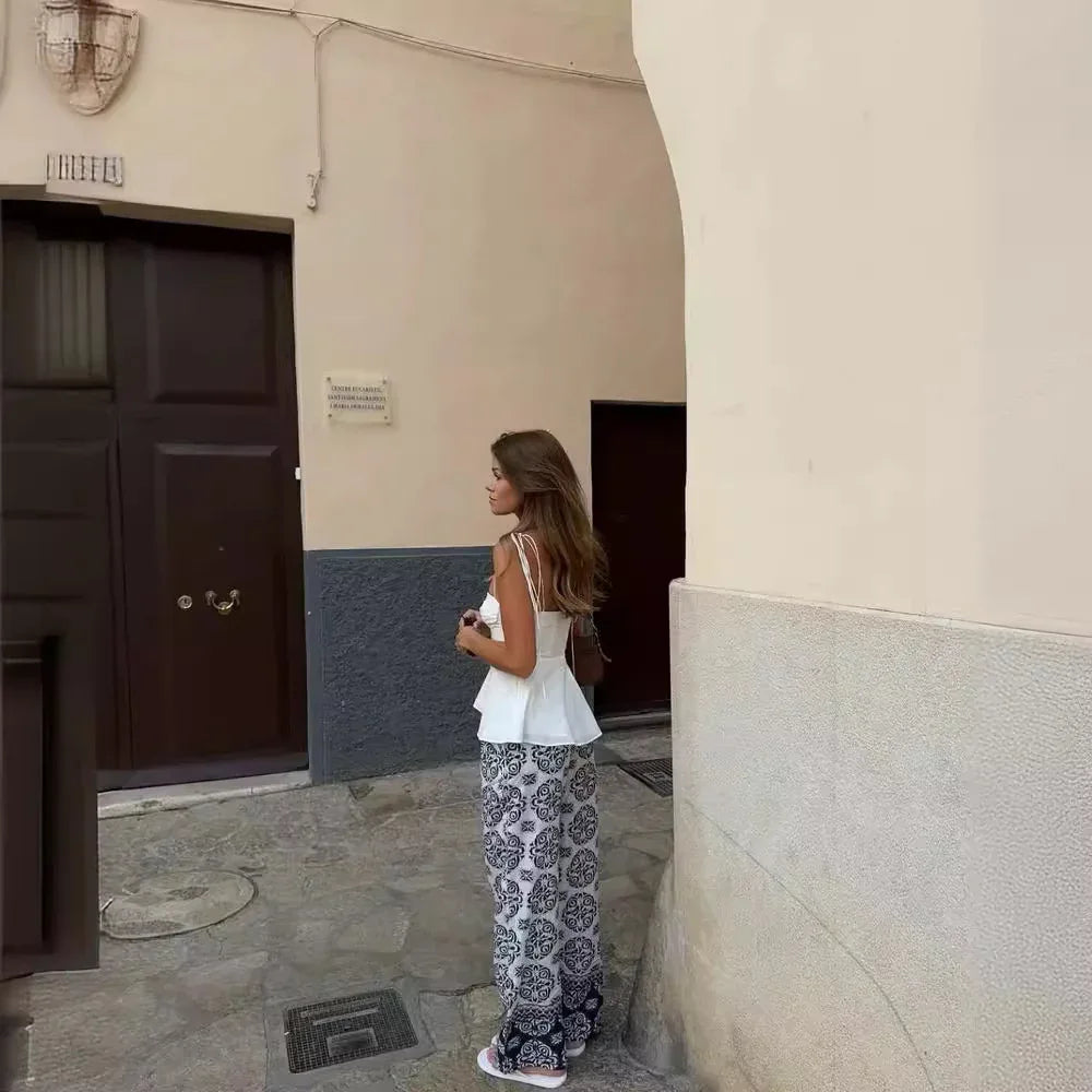 Solid Color Sleeveless Pleated Suspender Corset Top - Gizmo Galaxy