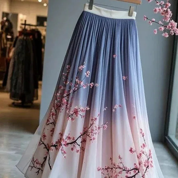 Women's Chinese-style Printed Skirt - Gizmo Galaxy