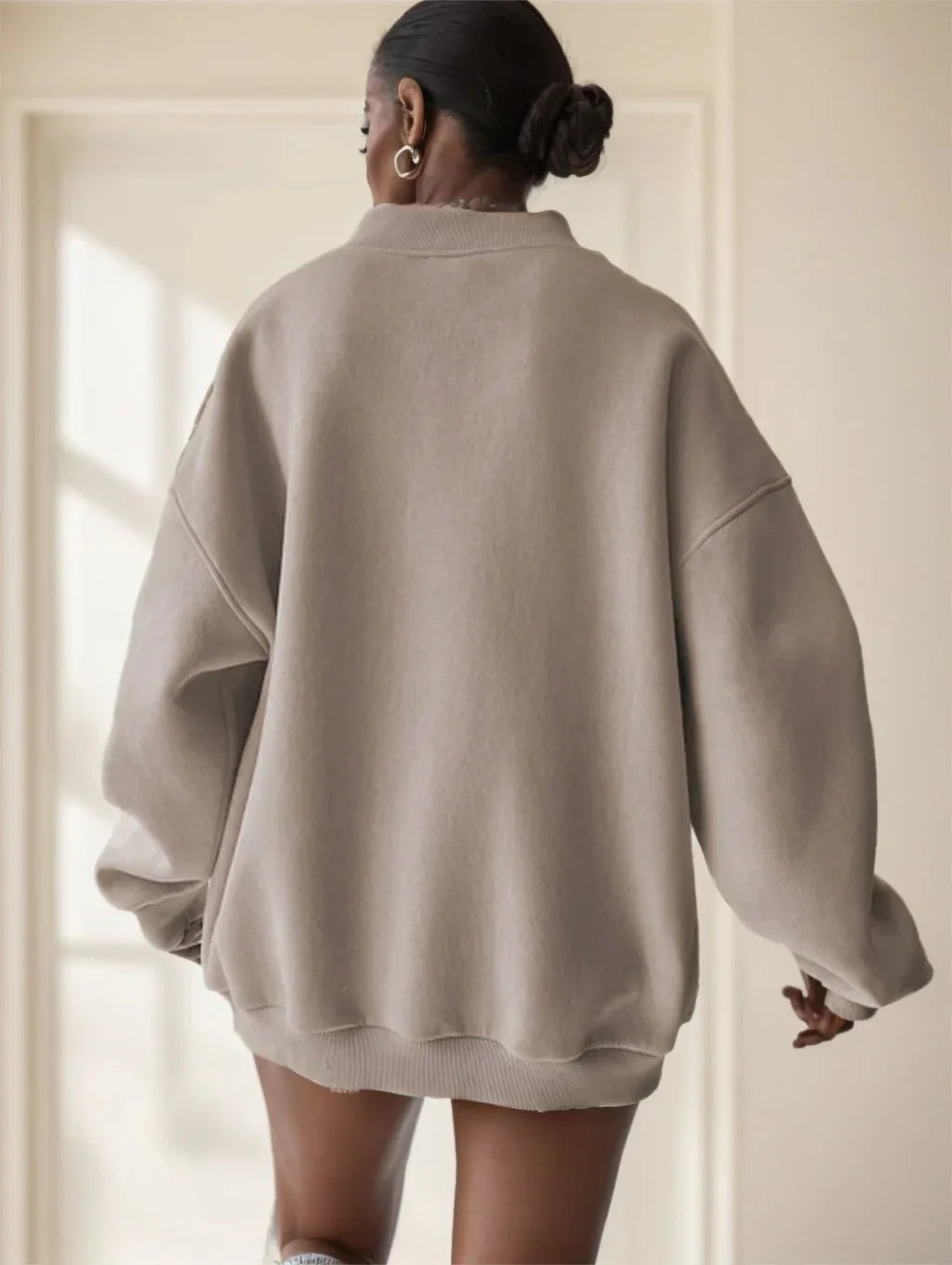 Women's Solid Color Oversized Drop Shoulder Sweatshirt - Gizmo Galaxy