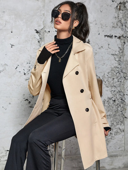 Women's Mid-length Trench Coat British Style Coat - Gizmo Galaxy