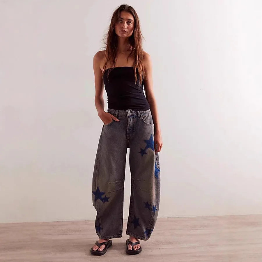 Casual Loose Mid Waist Cylindrical Women's Jeans - Gizmo Galaxy