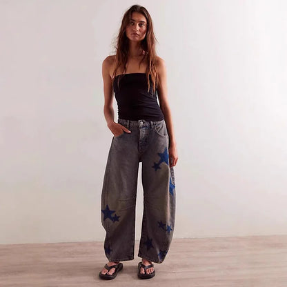 Casual Loose Mid Waist Cylindrical Women's Jeans - Gizmo Galaxy