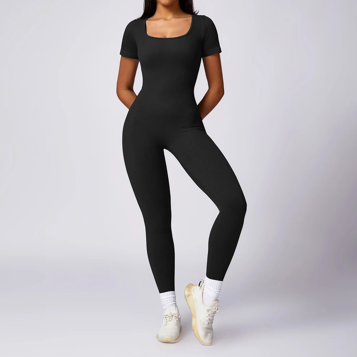 Women's Tight Seamless Back One-piece High-strength Thread Short-sleeved Fitness Sports Jumpsuit - Gizmo Galaxy